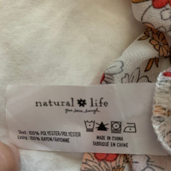 NATURAL LIFE Dress Maxi Boho V-Neck Flutter Sleeve Tiered Skirt Removable Slip - Picture 12 of 14